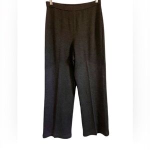 St. John Santana knit ribbed heavy weight elastic waist wide leg pants Gray